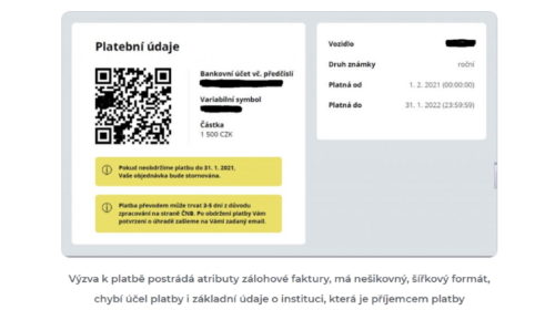 výzva k platbě dálniční známky