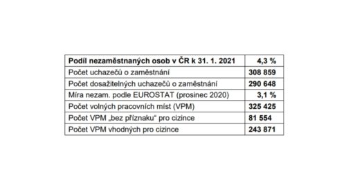 nezaměstnanost leden 2021